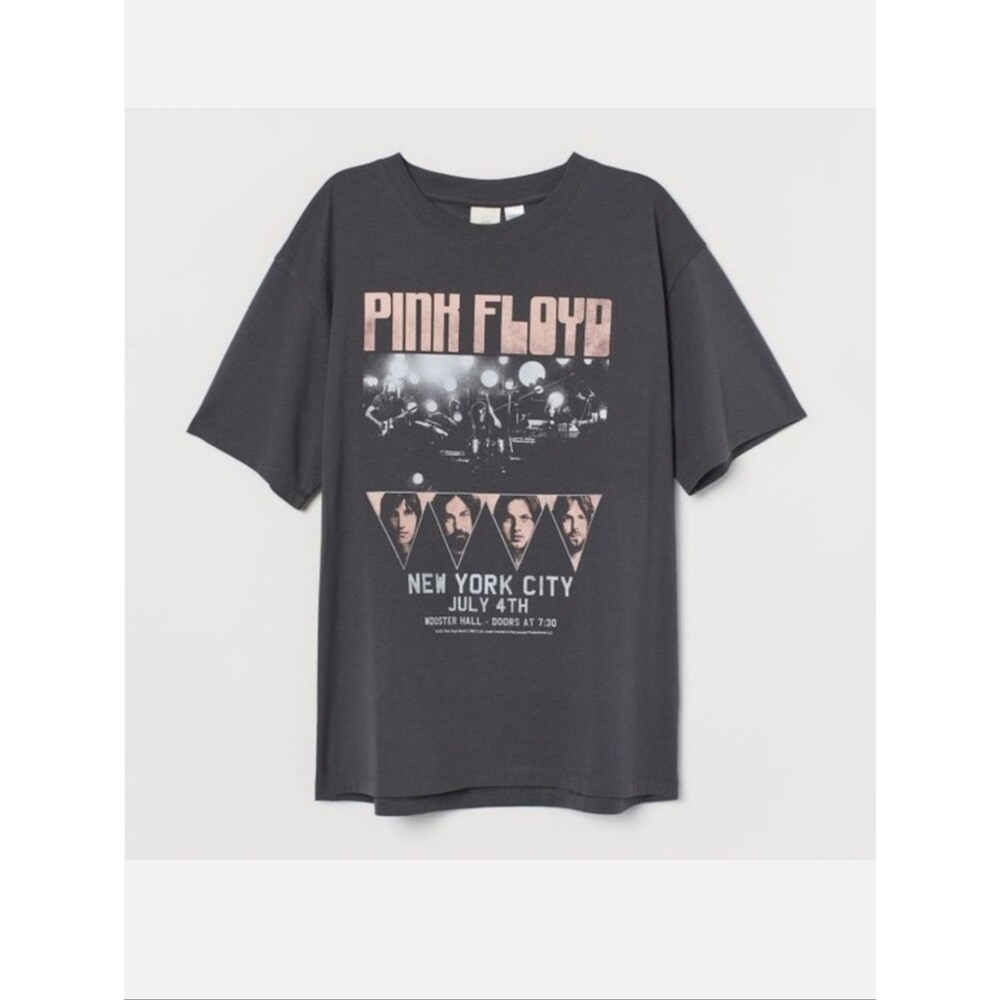 H&M Pink Floyd Graphic Short Sleeve Tee   Gray XS New York Rock Band Music Merch